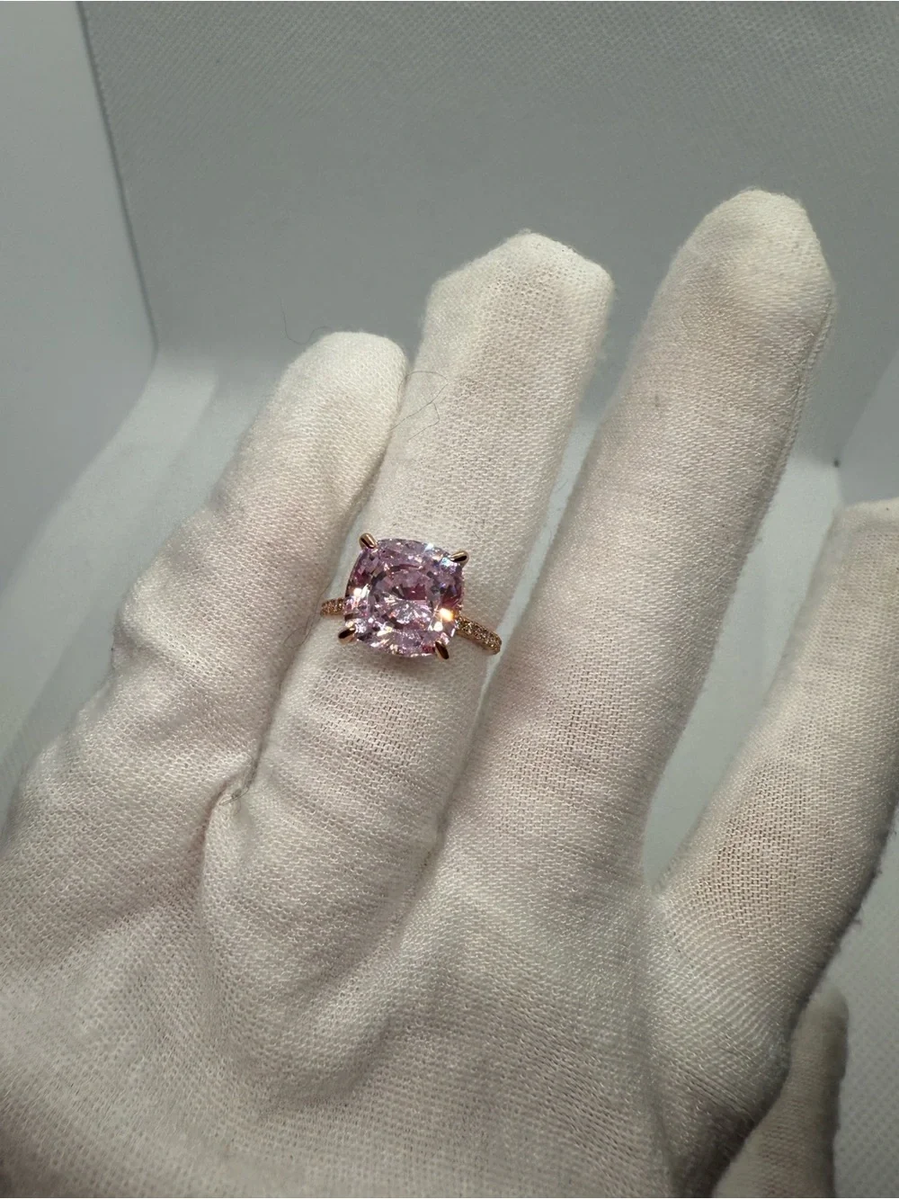 Pink Cushion-Cut Moissanite Ring!